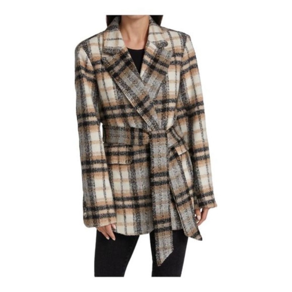 Good American Plaid Boxy Blazer Size S/M